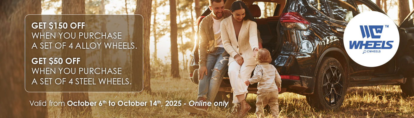 Get $150 off 4 alloy wheels or $50 off 4 steel wheels.