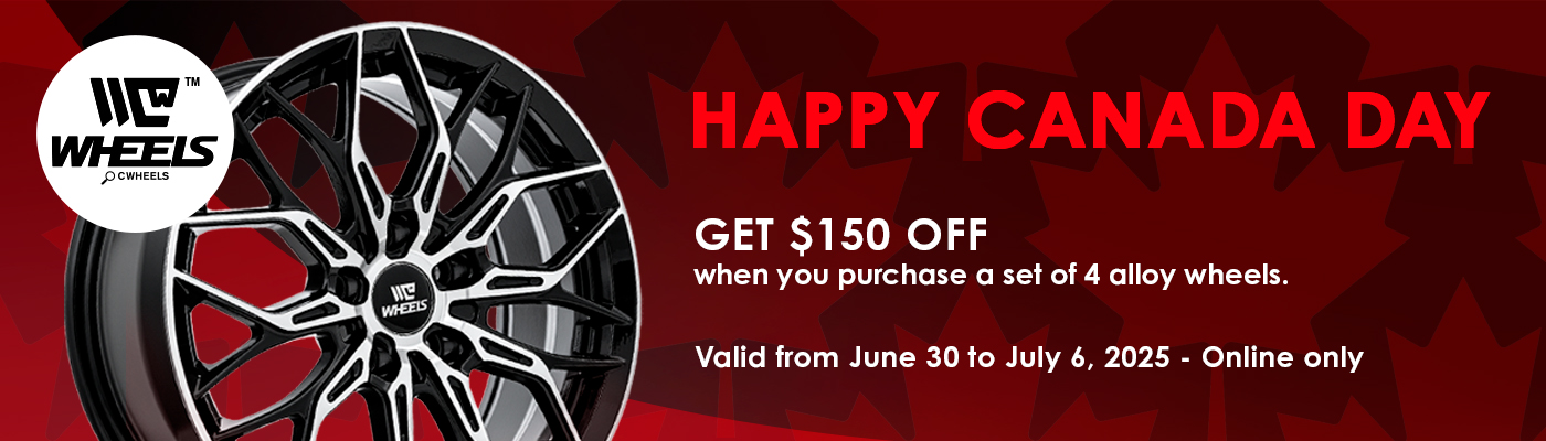 Happy Canada Day. Get $150 off when you purchase a set of 4 alloy wheels.