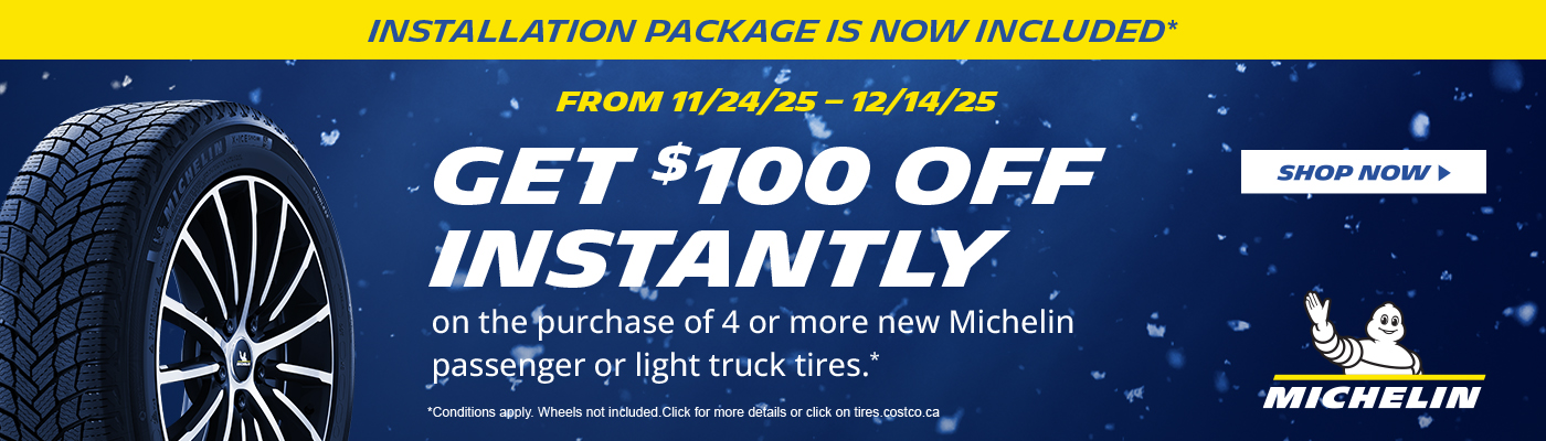 Get $100 off instantly on set of 4 Michelin tires.