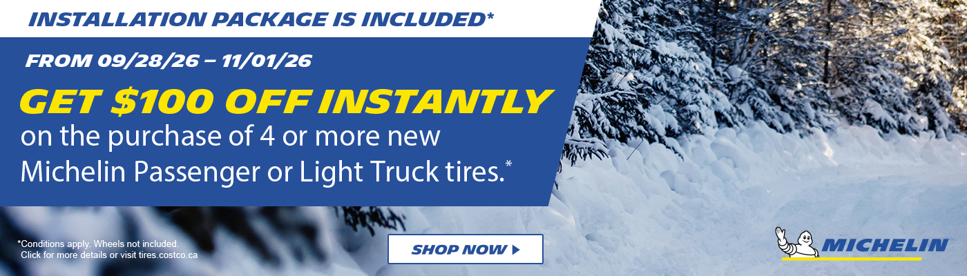 Get $100 off instantly on a set of 4 or more new Michelin tires.