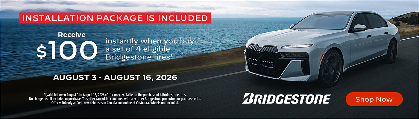 Receive $100 instantly when you buy a set of 4 eligible Bridgestone tires.