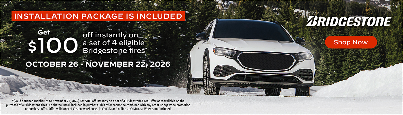 Get $100 off instantly on a set of 4 eligible Bridgestone tires