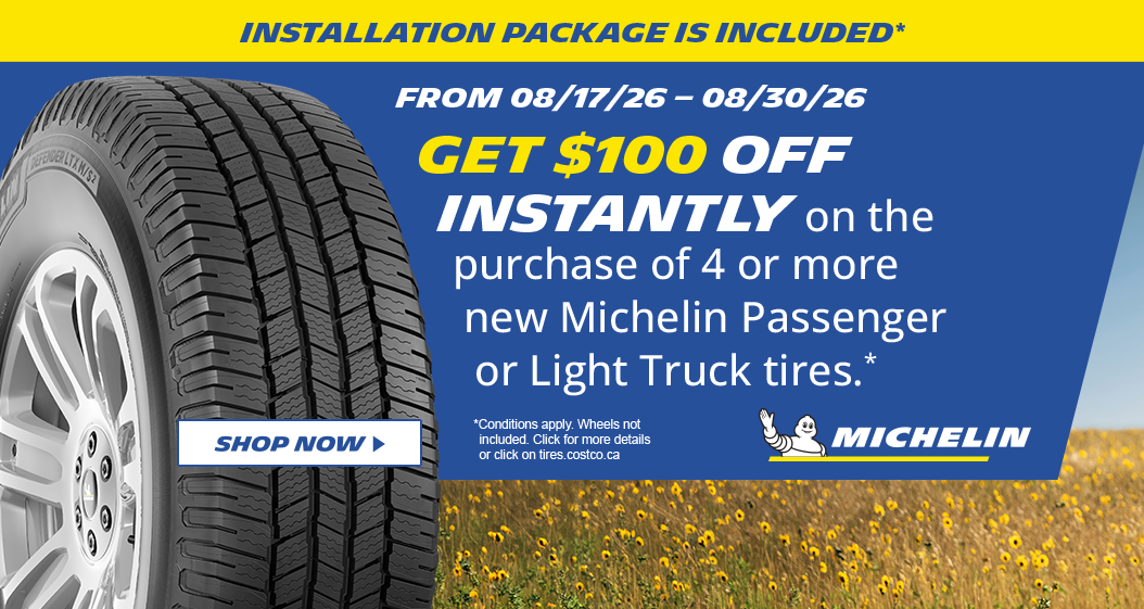 Get $100 off instantly on a set of 4 or more new Michelin tires.