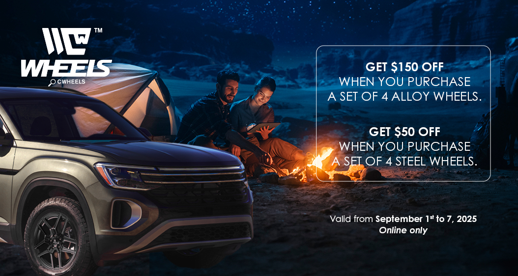 Get $150 off 4 alloy wheels or $50 off 4 steel wheels.