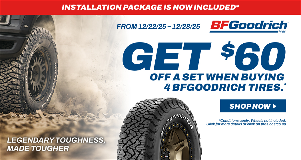 Get $60 off a set when buying 4 BFGoodrich tires.