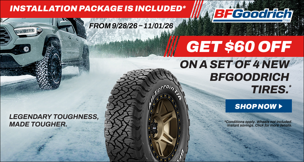 Get $60 off on a set of 4 new BFGoodrich tires
