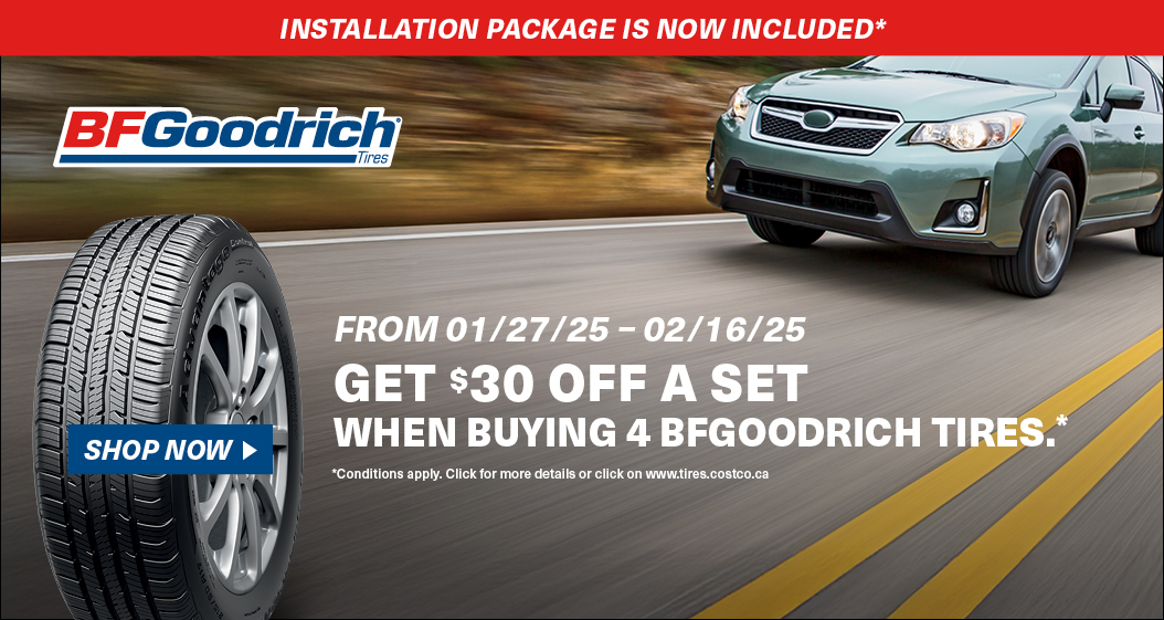 Get $30 off a set when buying 4 BFGoodrich tires