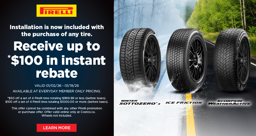 Receive up to $100 off a set of 4 Pirelli tires