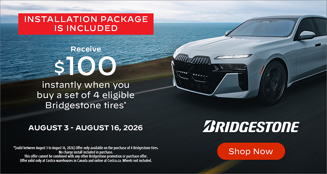 Receive $100 instantly when you buy a set of 4 eligible Bridgestone tires.