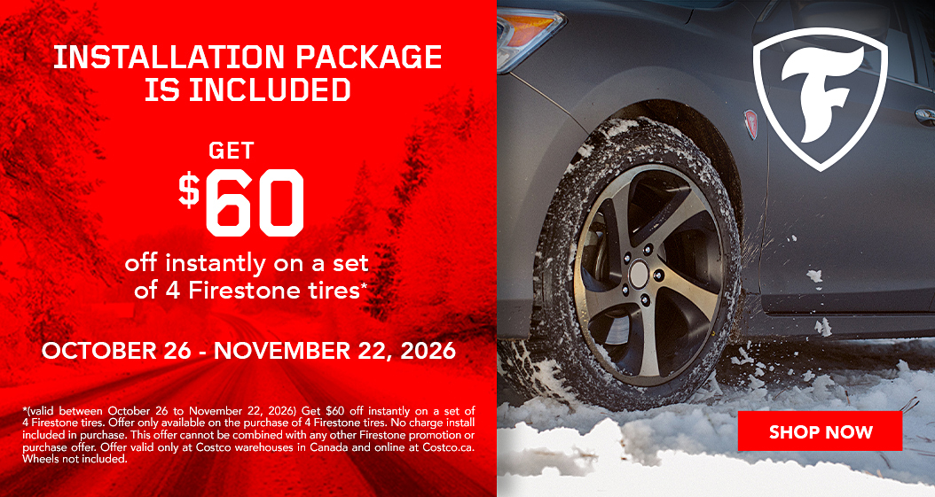 Get $60 off instantly on a set of 4 Firestone tires