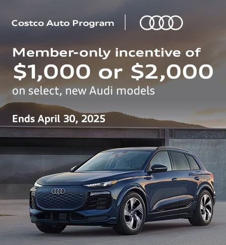 Member-only incentive of $1,000 or $2,000 on select, new Audi models.