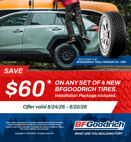 Save $60 on any set of 4 new BFGoodrich tires.