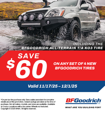 Save $60 on any set of 4 new BFGoodrich tires.