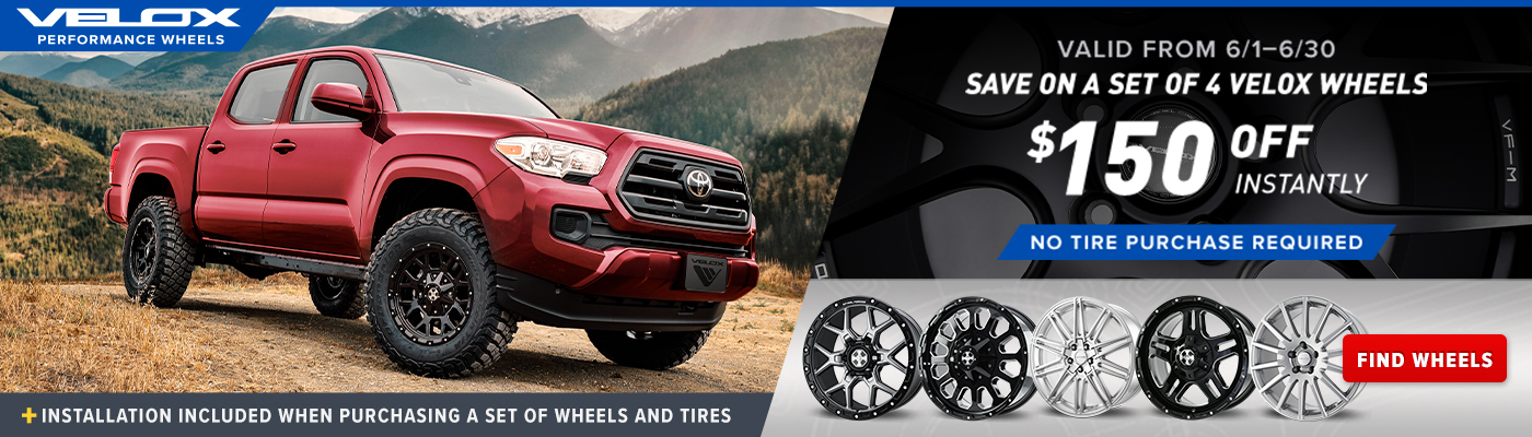 Save $150 on a set of 4 wheels.  Valid from 6/1 - 6/30
