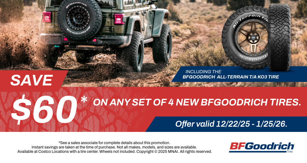 Save $60 on any set of 4 new BFGoodrich tires.