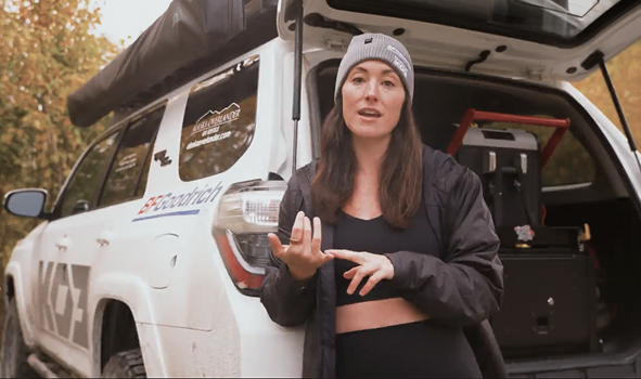 Nikki Delventhal with her vehicle using KO3 Tires