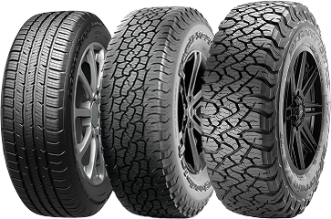 BFGoodrich Tires stacked in a row