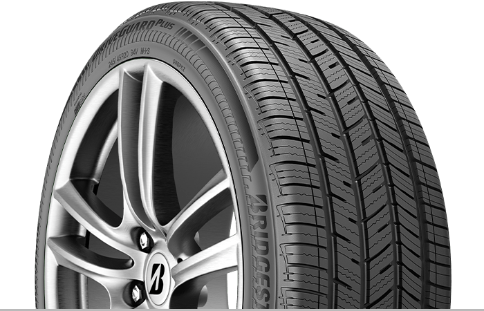 Closeup of a Bridgestone DriveGuard tire