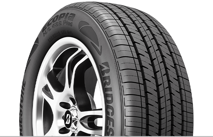 Closeup of a Bridgestone Ecopia tire